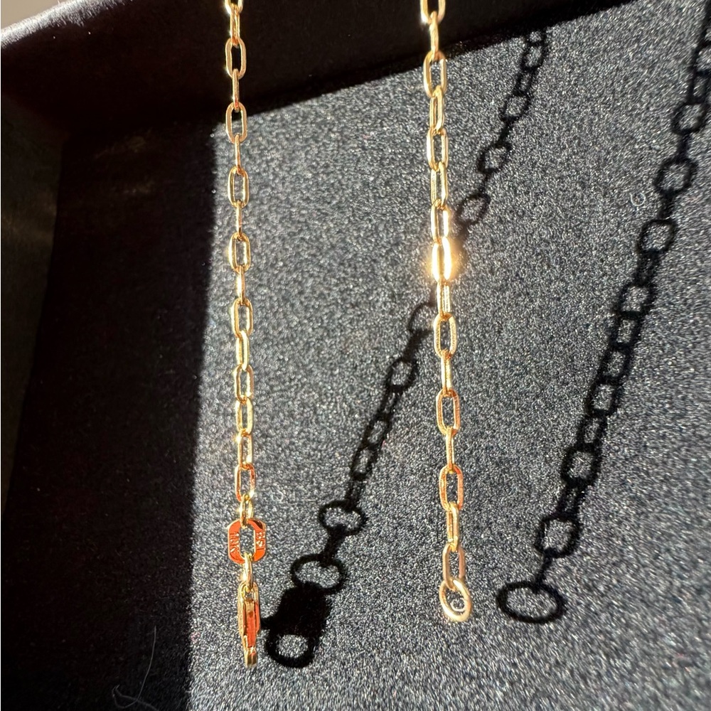 10K Solid Yellow Gold Paperclip Bracelet 6.5” 1.6mm Chain
